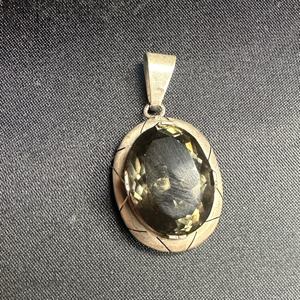 Untreated Smokey Citrine pendant, sterling silver natural stone